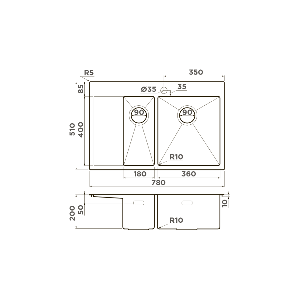 Мойка Omoikiri Akisame 78-2-R-GM