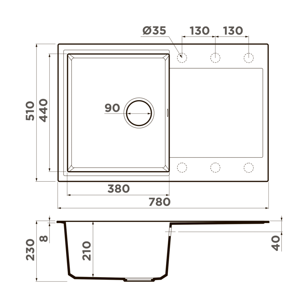 Мойка Omoikiri Daisen 78T-SA