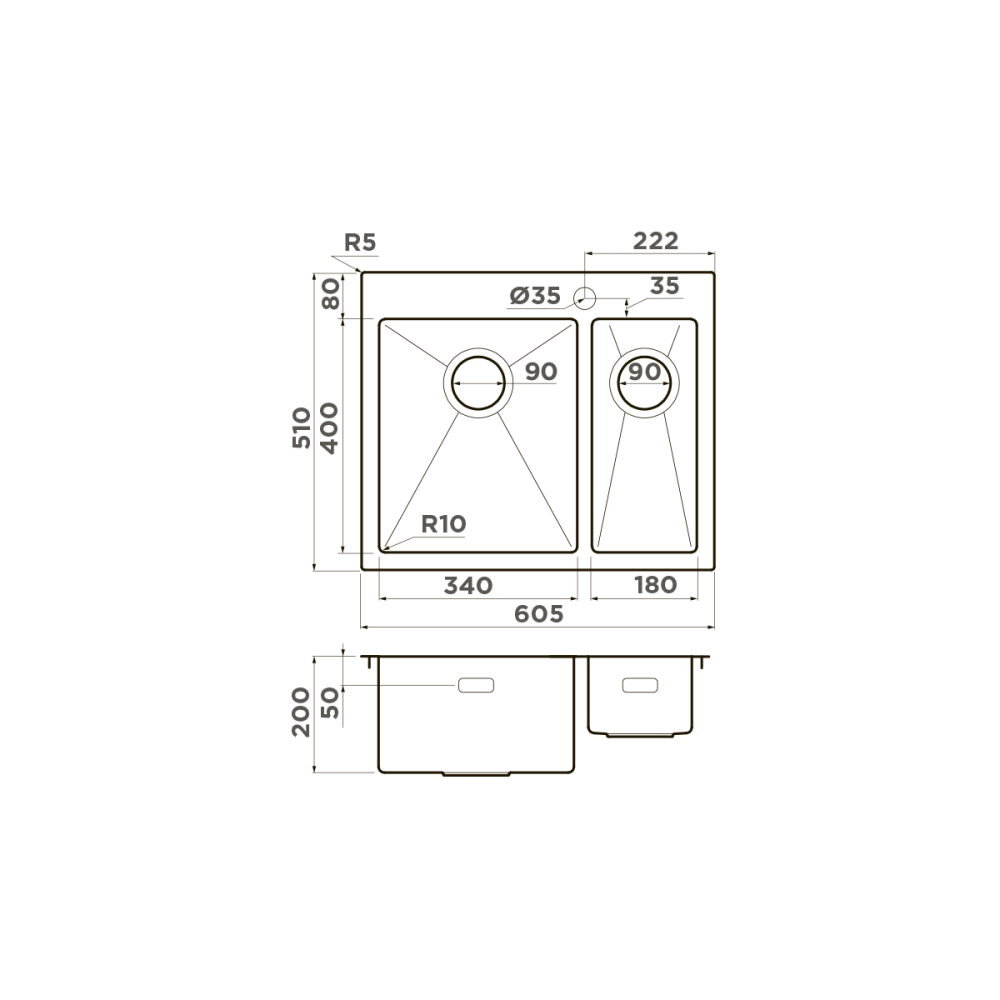 Мойка Omoikiri Akisame 60-2-L-IN